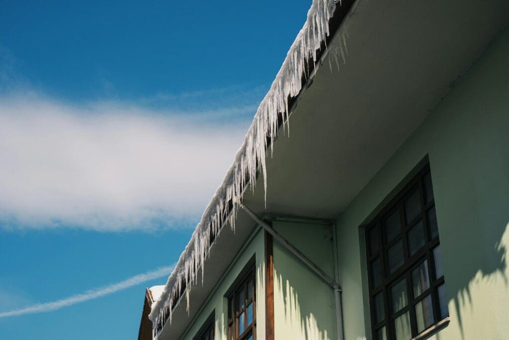 Snow on Roof with icicles